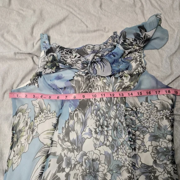 Dressbarn Blue Ruffle Sequin Fairy Midi Dress Size 12 - Picture 5 of 7